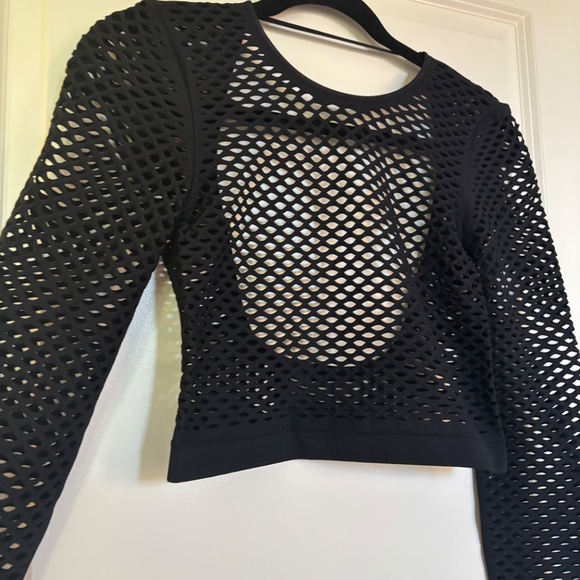 Alo yoga knit top shirt Seamless Open Air Cover Up Black Size S - Picture 5 of 12